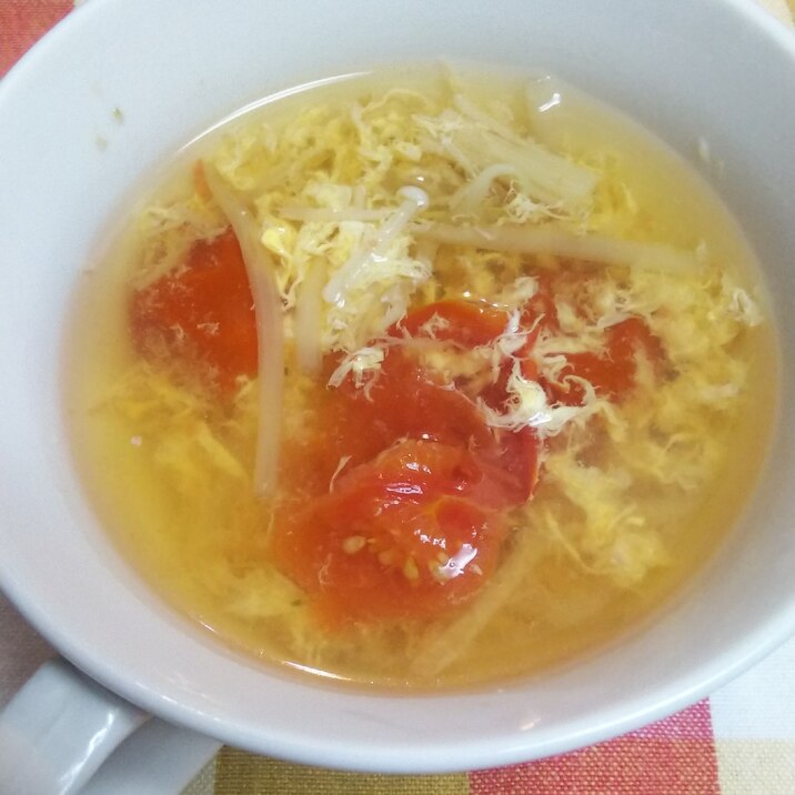 優しい味☆ミニトマトと卵のコンソメスープ